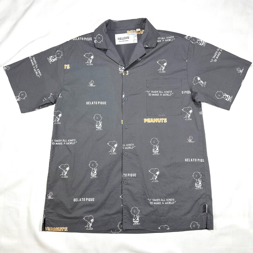 Gelato Pique Peanuts Snoopy Charlie Brown Shirt Gray Mens L PMFT212964